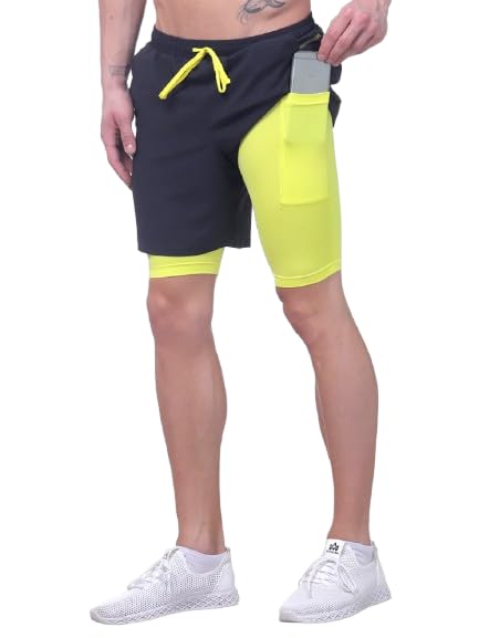 TRUEREVO - 2 in 1 Running Sports Shorts for Men with Mobile Phone Pocket - Quick Dry & Lightweight Moisture-Wicking Active Wear, Gym Shorts for Men Workout - Double Layer Half Pant with Inner Tights - Image 7