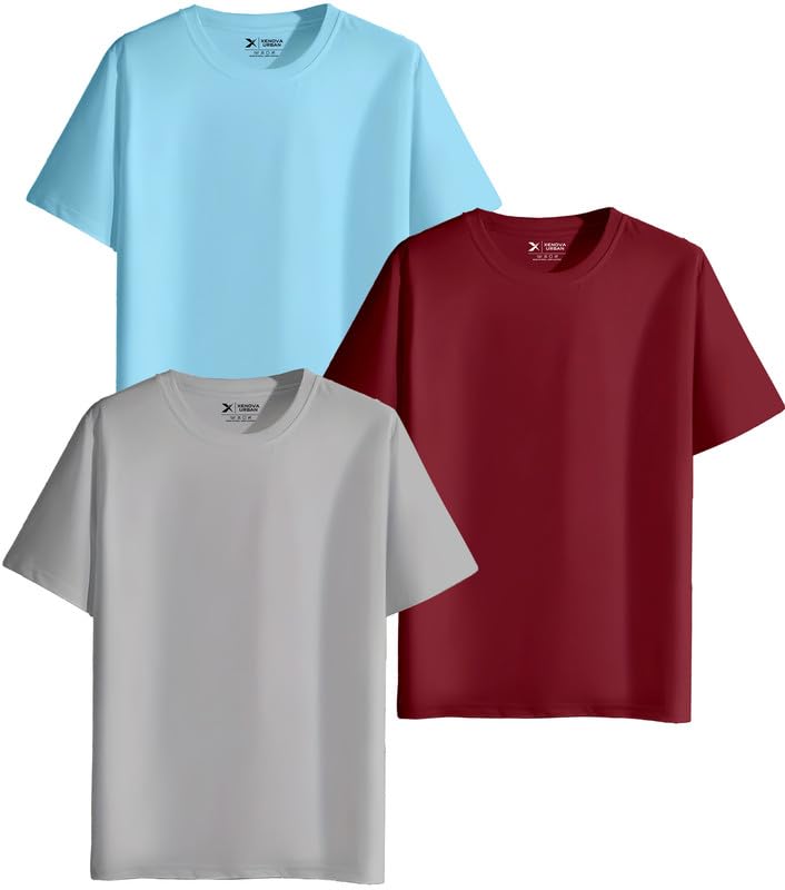 XENOVAURBAN Unisex Regular Cotton Combo of 3 Solid Color Tshirt - Image 5