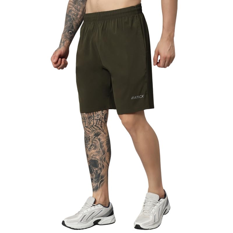 ATICX Polyester Shorts for Men - Quick Dry Lightweight with Zipper Pockets - Gym, Running, Jogging, Training Half Pants for Basketball, Swimming, Badminton, Cycling, Football, Outdoor & Home Wear - Image 2