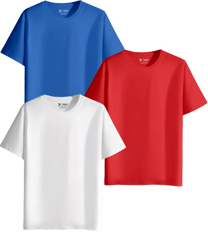 XENOVAURBAN Unisex Regular Cotton Combo of 3 Solid Color Tshirt - Image 14