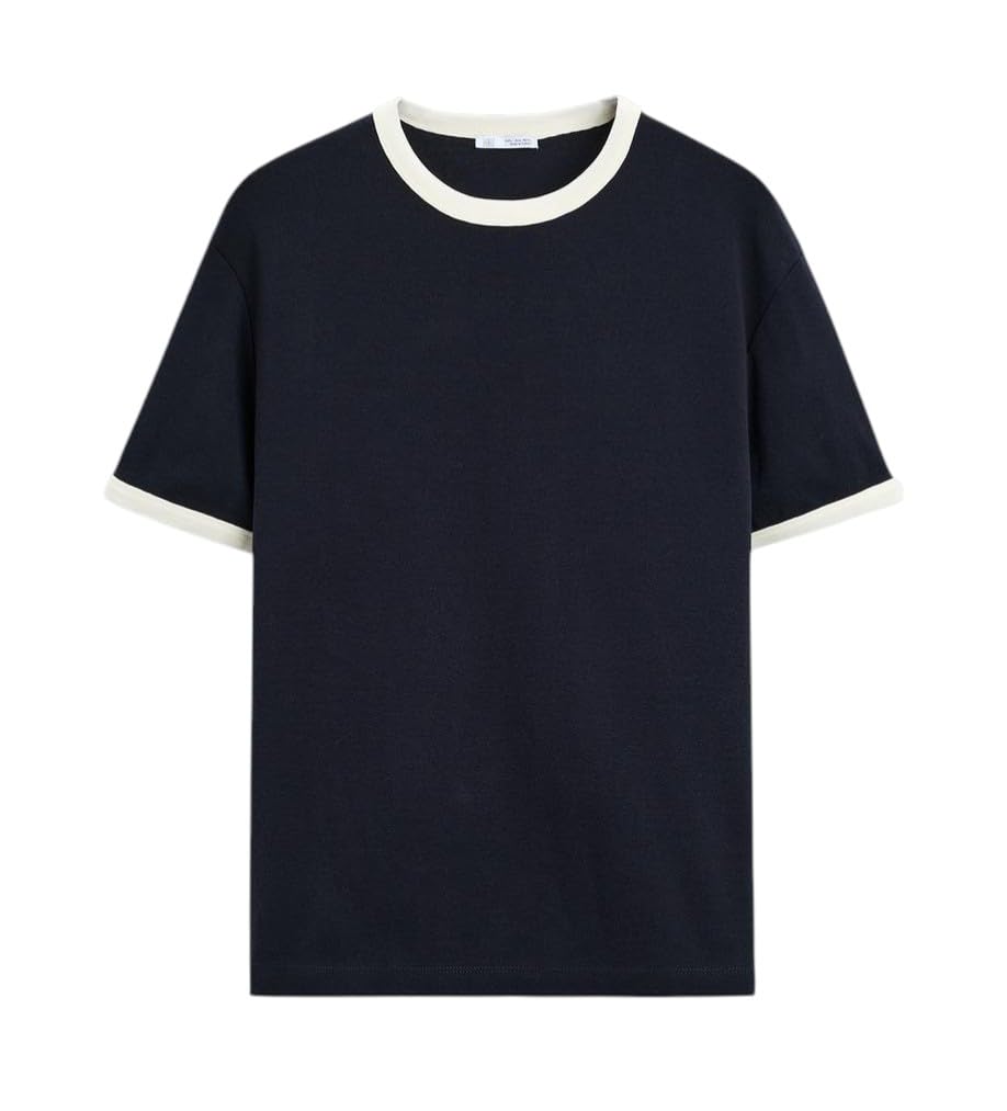 Alan Jones Clothing Men's Regular Fit Stretch Cotton T-Shirt | Round Neck Short Sleeve Contrast Trim Tee | Casual Crew Neck T-Shirt for Men - Image 4
