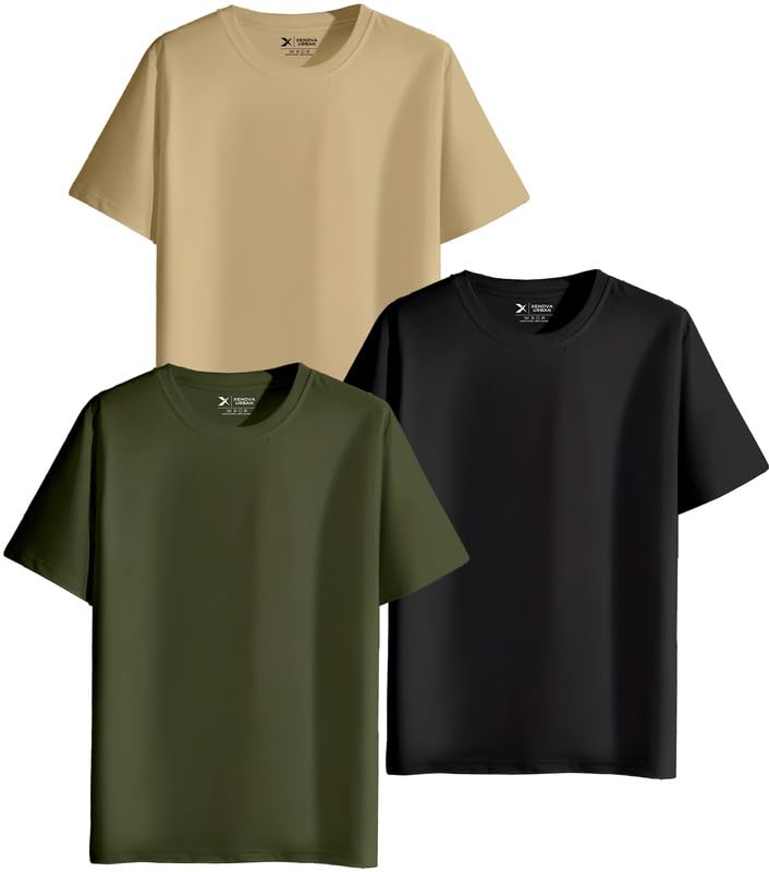 XENOVAURBAN Unisex Regular Cotton Combo of 3 Solid Color Tshirt - Image 12