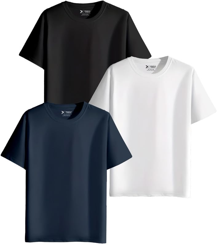 XENOVAURBAN Unisex Regular Cotton Combo of 3 Solid Color Tshirt - Image 3