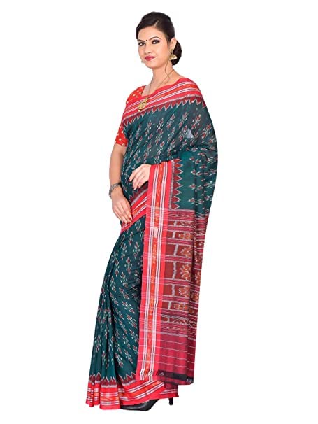 NUAPATANALOOM Odisha Sambalpuri Handloom Ikat Women's Cotton Saree, Odisha Handloom Handmade Pure Cotton Khandua Saree, Ikkat Orissa Traditional Handloom Saree Without Blouse - Image 5