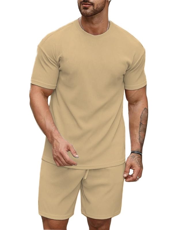 SMOWKLY Men's Premium Cotton Blend Pyjama Set | Stylish Round Neck T-Shirt and Shorts | Casual Night Suit Wear Set for Man | Summer Co-ords Set with Shorts | Comfortable Nightwear & Loungewear - Image 5