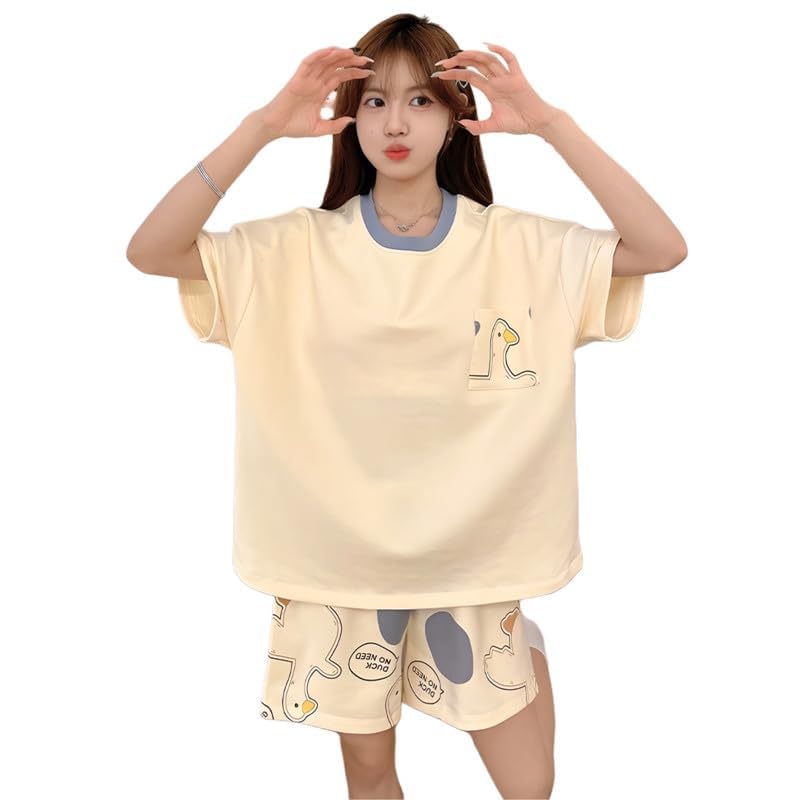 KSHS Women Cotton Night Suit Top & Shorts Set | Loose Fit Printed Nightwear Co Ord Set Stylish Western | Soft Breathable Sleepwear Shorts with Pocket for Women - Image 8