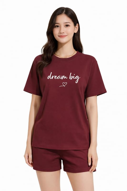 KSHS Women Cotton Night Suit Top & Shorts Set | Loose Fit Printed Nightwear Co Ord Set Stylish Western | Soft Breathable Sleepwear Shorts with Pocket for Women - Image 16