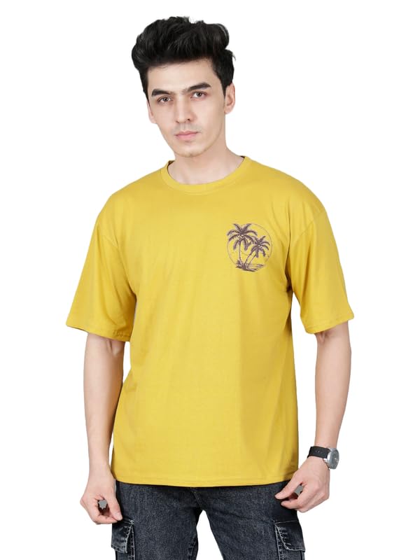 London Hills Men's Cotton Oversized Fit Casual Printed Round Neck, Oversized Longline Drop Shoulder Boho Style T-Shirt - Image 9