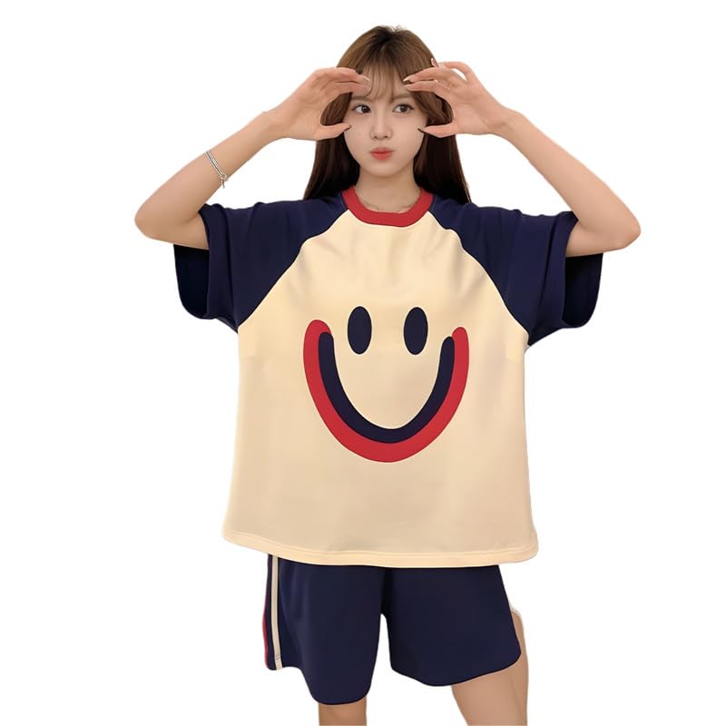 KSHS Women Cotton Night Suit Top & Shorts Set | Loose Fit Printed Nightwear Co Ord Set Stylish Western | Soft Breathable Sleepwear Shorts with Pocket for Women - Image 10