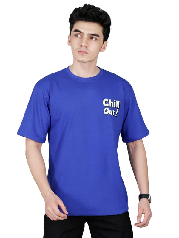 London Hills Men's Cotton Oversized Fit Casual Printed Round Neck, Oversized Longline Drop Shoulder Boho Style T-Shirt - Image 2