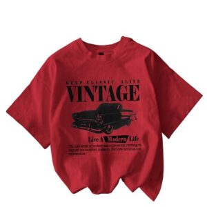 Jawdrobe Cotton Blend Oversized Fit Half Sleeve Printed Round Neck T-Shirt for Women | Aesthetic Summer Wear