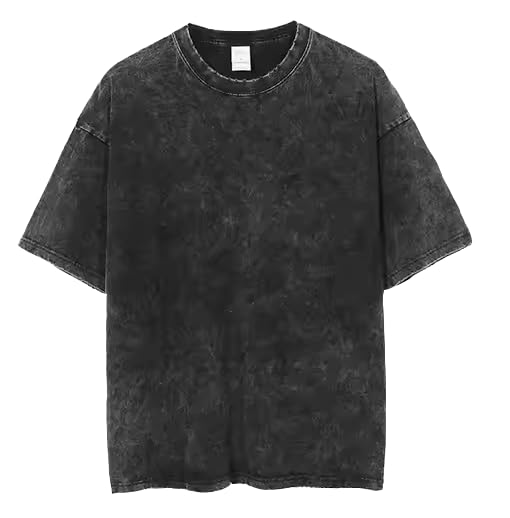 boffi ... 100% Cotton Oversized T-Shirt Unisex Drop Shoulder Dye Washed Street Look Black Pack of 1 - Image 15
