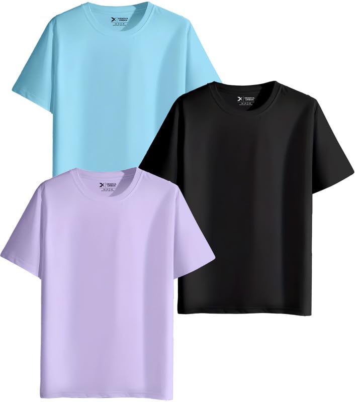 XENOVAURBAN Unisex Regular Cotton Combo of 3 Solid Color Tshirt - Image 2