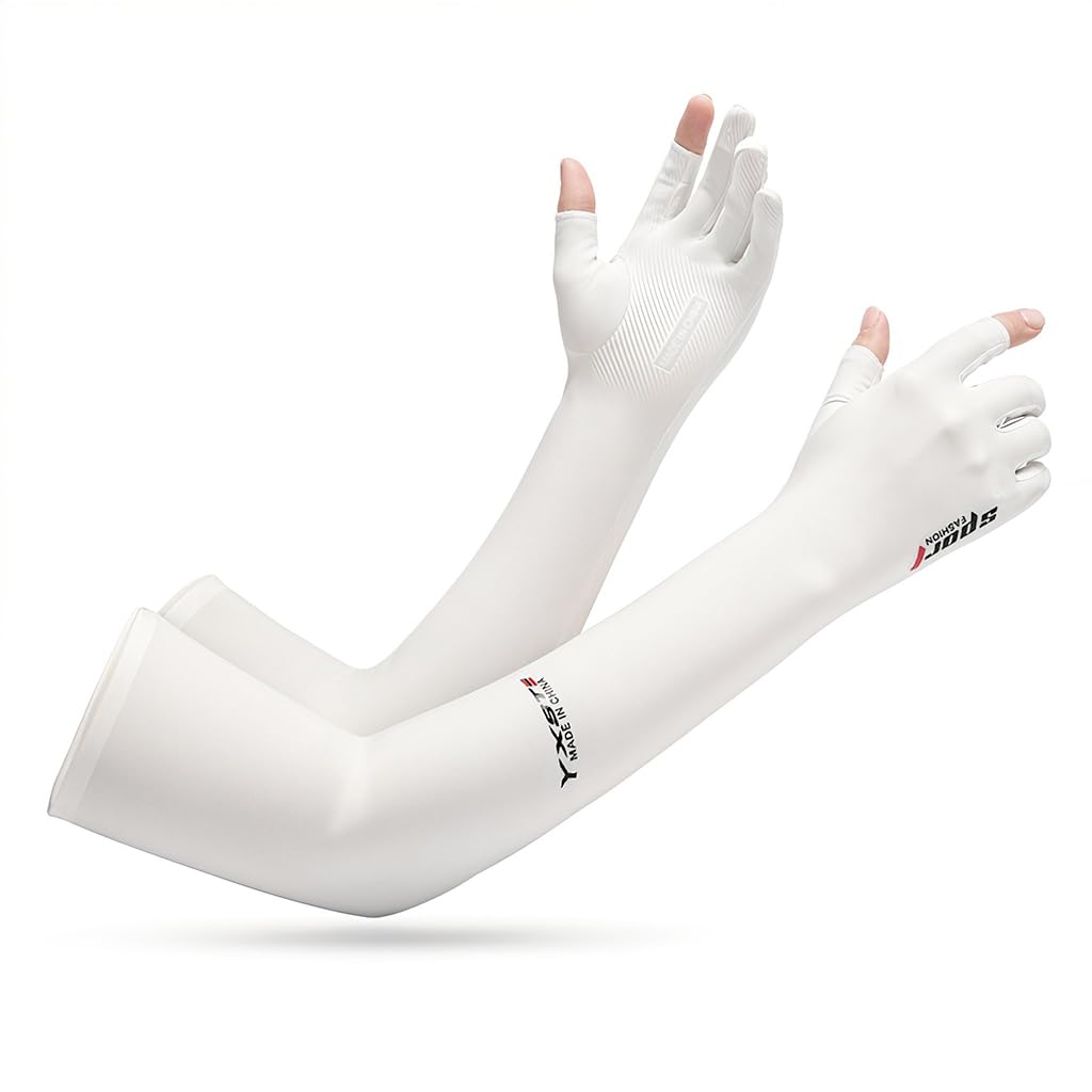 PALAY® Sun Protection Gloves for Women Men Non-Slip Touch Screen Arm Sleeves Breathable Silk Cooling UV Protection Hand Sleeves Full Arm Hand Gloves for Bike Riding, Driving, Cycling - Image 2