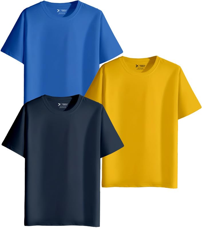 XENOVAURBAN Unisex Regular Cotton Combo of 3 Solid Color Tshirt - Image 4