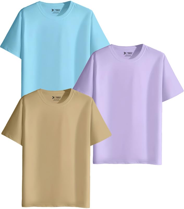 XENOVAURBAN Unisex Regular Cotton Combo of 3 Solid Color Tshirt