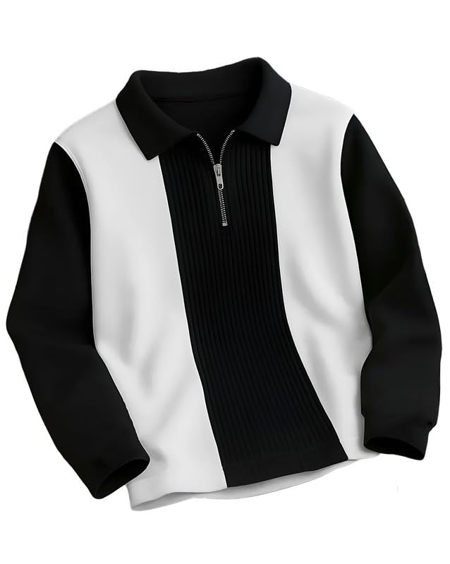 T-Shirt for Men Zip Neck Texture Self Design Cotton Blend Mens Tshirts - Image 12