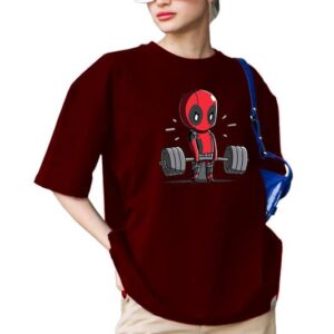 THE DUFFERS Baggy T-Shirts for Women Gym, Exercise, Workout, Yoga Oversize Tees - Round Neck, Short Sleeve, Loose Fit