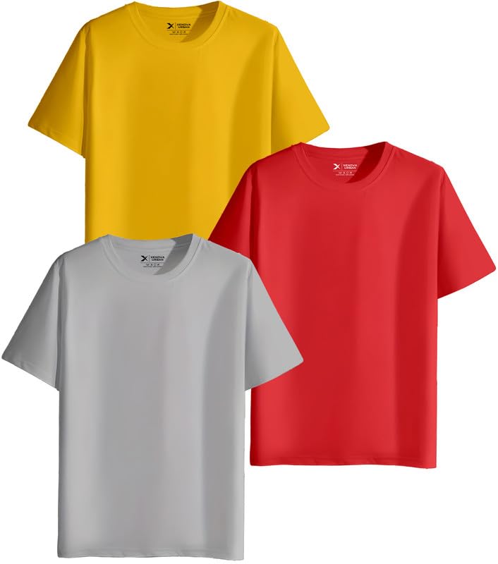 XENOVAURBAN Unisex Regular Cotton Combo of 3 Solid Color Tshirt - Image 11