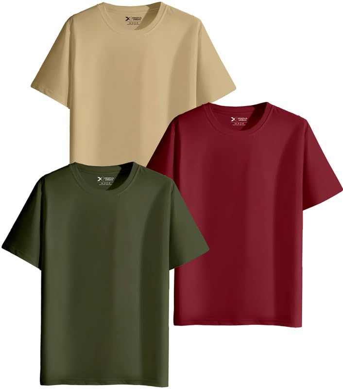 XENOVAURBAN Unisex Regular Cotton Combo of 3 Solid Color Tshirt - Image 8