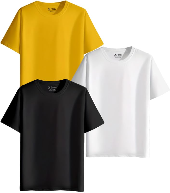 XENOVAURBAN Unisex Regular Cotton Combo of 3 Solid Color Tshirt - Image 7