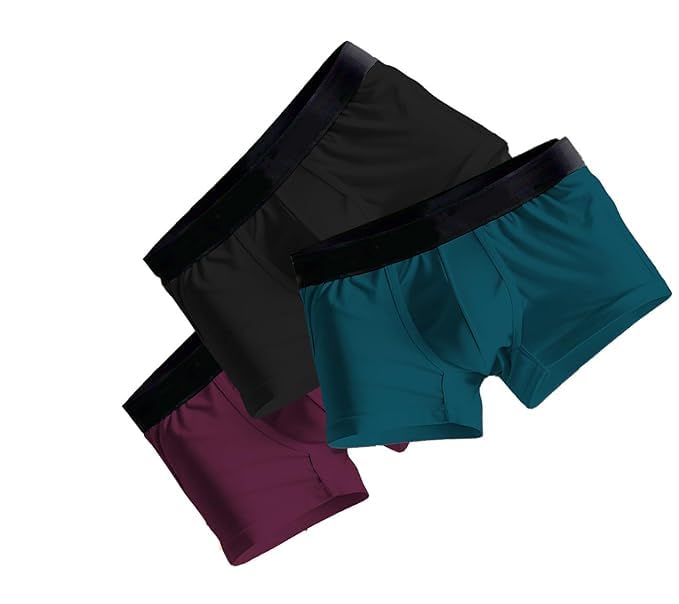 Men's Anti-Bacterial Airsoft Trunk | Regular Fit Nylon Underwear | Breathable & Moisture-Wicking | Multicolor Pack of 3 - Image 4