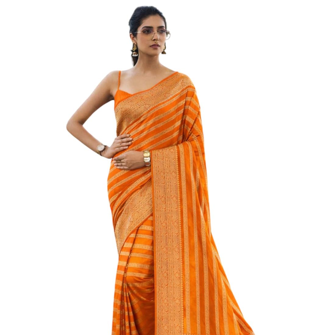 Women's Original Rajwadi Pure Georgette kanchipuram Kanjivaram Real Zari Silk Desinger Saree With Blouse Piece for Wedding - Image 2