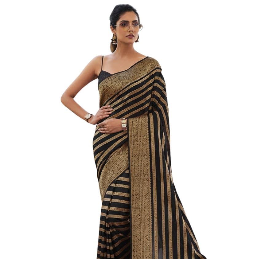 Women's Original Rajwadi Pure Georgette kanchipuram Kanjivaram Real Zari Silk Desinger Saree With Blouse Piece for Wedding - Image 6
