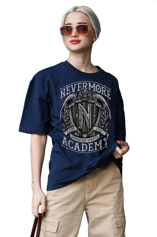 The Duffers Baggy Nevermore T-Shirts for Women - Workout, Exercise, Gym, Wednesday Oversize Tees - Round Neck, Short Sleeve, Loose Fit - Image 2