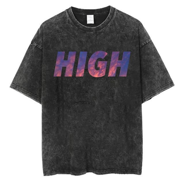boffi ... 100% Cotton Oversized T-Shirt Unisex Drop Shoulder Dye Washed Street Look Black Pack of 1 - Image 2