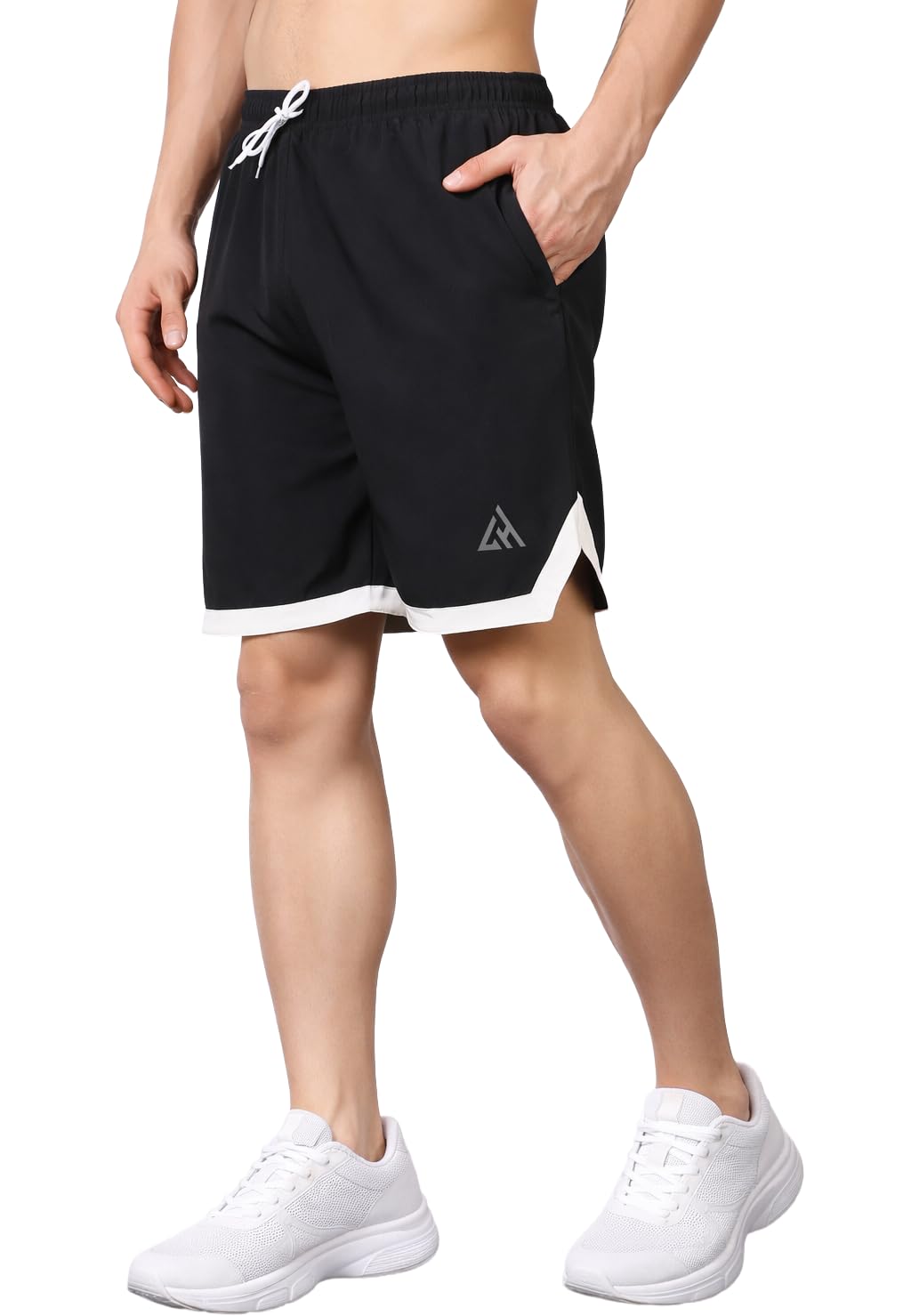 London Hills Men's Sports Running Shorts Lightweight Quick Dry Gym Workout Training Shorts with Zipper Side Pockets Elastic Waist Adjustable Drawstring Athletic Activewear Running Jogging Fitness Yoga