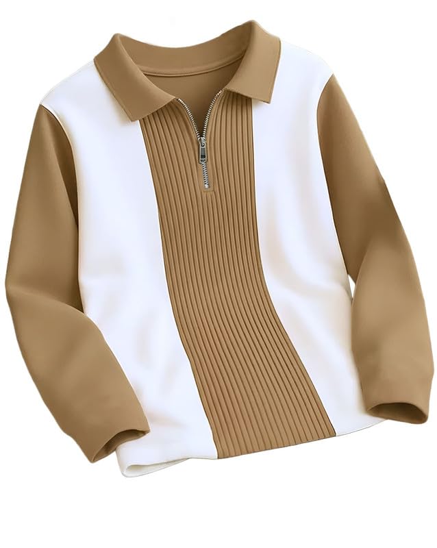 T-Shirt for Men Zip Neck Texture Self Design Cotton Blend Mens Tshirts - Image 14
