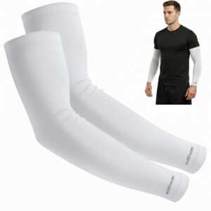 Allextreme Full Arm Sleeves for Riders Sun Protection Sweat Absorbing Quick Dry Cotton Hand Cover for Men & Women Basketball Cricket Biking Hiking Cycling Running Protective Bike Riding Gear (Black)