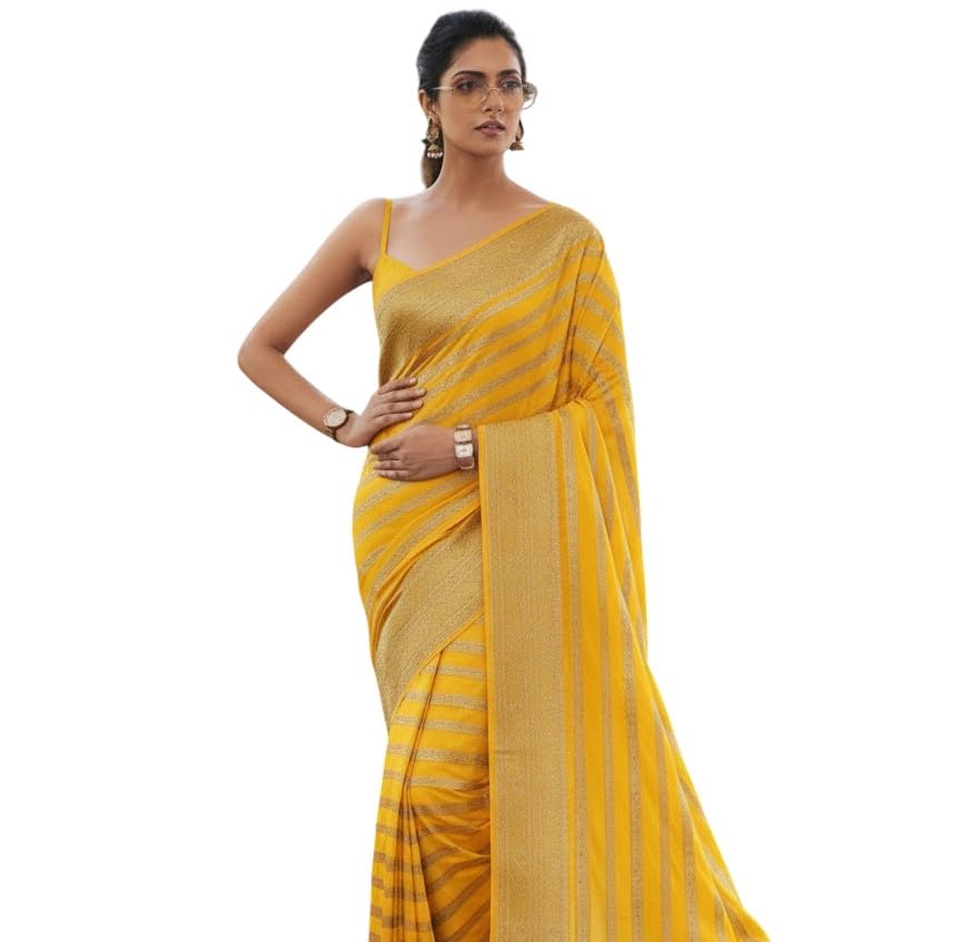 Women's Original Rajwadi Pure Georgette kanchipuram Kanjivaram Real Zari Silk Desinger Saree With Blouse Piece for Wedding - Image 8
