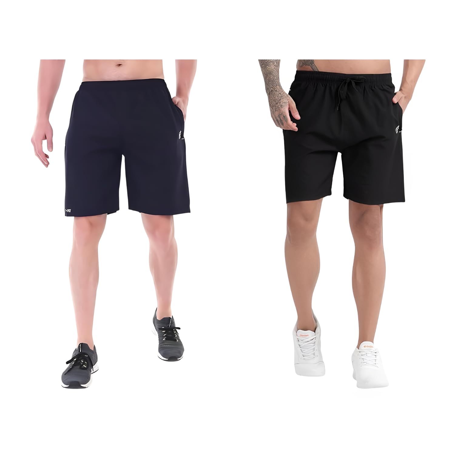 BLUE STAR SHARK Athletic Sports Shorts for Men with Zip Pockets and Elastic Waistband Quick Dry Lightweight Activewear Combo - Pack of 2 - Image 16