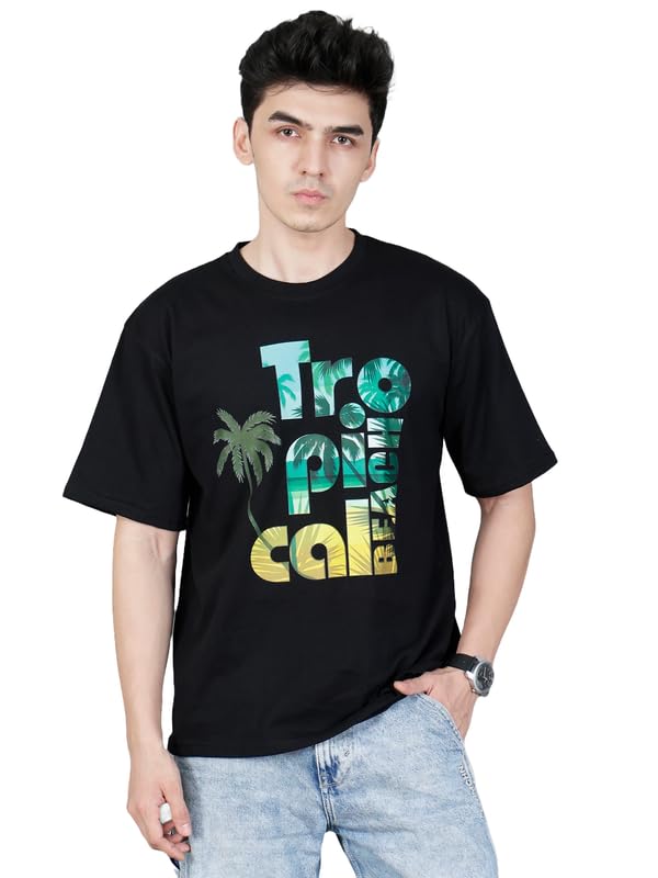 London Hills Men's Cotton Oversized Fit Casual Printed Round Neck, Oversized Longline Drop Shoulder Boho Style T-Shirt - Image 5