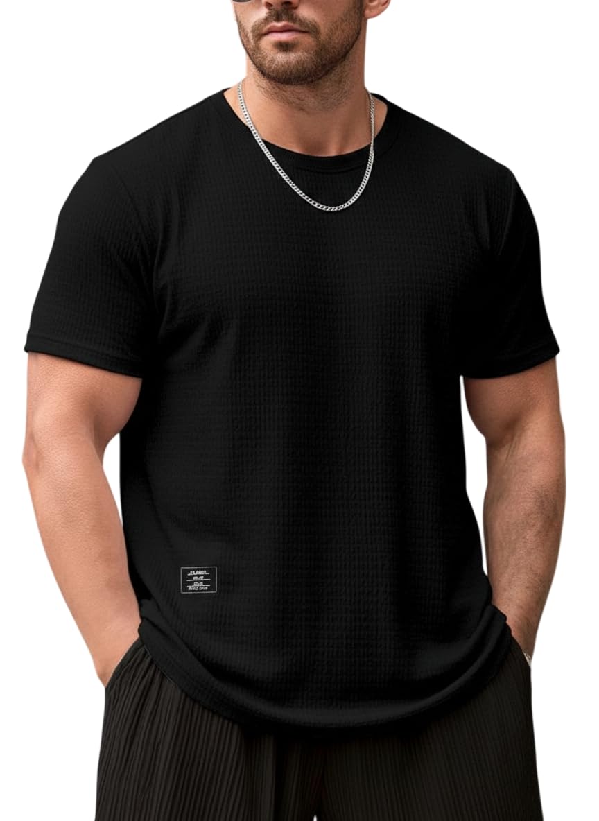 RodZen Men's Polycotton Regular Fit Half Sleeve Texture Print Round Neck T-Shirt - Image 6
