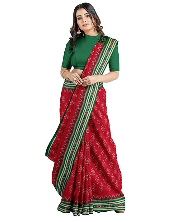 NUAPATANALOOM Odisha Sambalpuri Handloom Ikat Women's Cotton Saree, Odisha Handloom Handmade Pure Cotton Khandua Saree, Ikkat Orissa Traditional Handloom Saree Without Blouse - Image 7