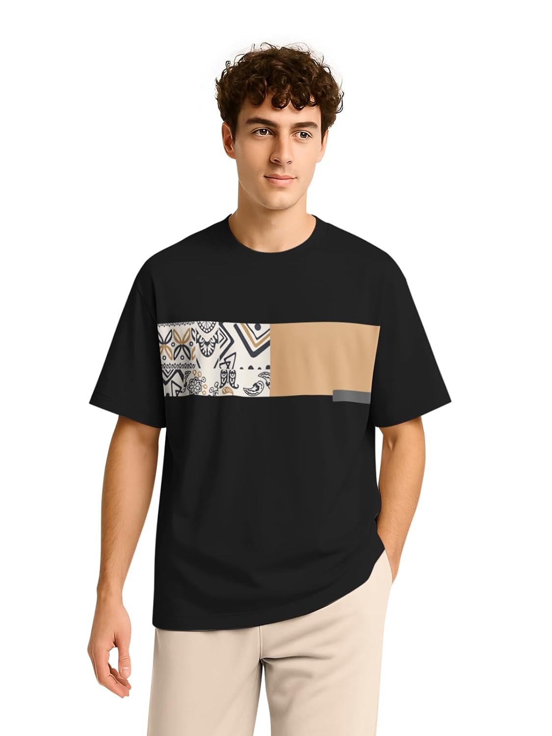 BULLMER Trendy Half Sleeve Oversized Cotton Blend Crew Neck Tshirt for Men - Image 4