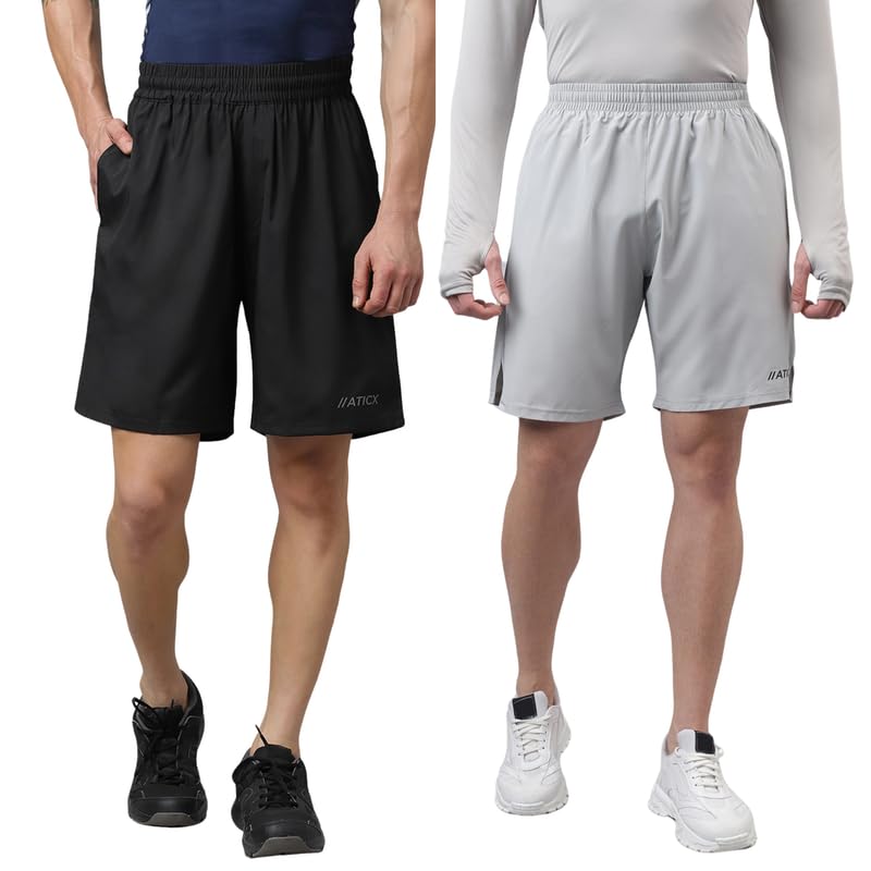 ATICX Polyester Shorts for Men - Quick Dry Lightweight with Zipper Pockets - Gym, Running, Jogging, Training Half Pants for Basketball, Swimming, Badminton, Cycling, Football, Outdoor & Home Wear - Image 6
