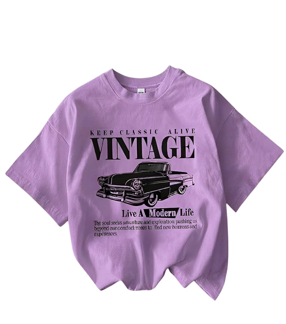 Jawdrobe Cotton Blend Oversized Fit Half Sleeve Printed Round Neck T-Shirt for Women | Aesthetic Summer Wear - Image 5