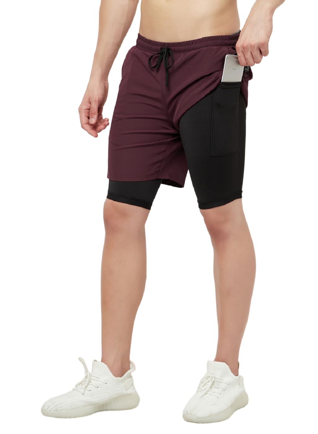 TRUEREVO - 2 in 1 Running Sports Shorts for Men with Mobile Phone Pocket - Quick Dry & Lightweight Moisture-Wicking Active Wear, Gym Shorts for Men Workout - Double Layer Half Pant with Inner Tights - Image 6