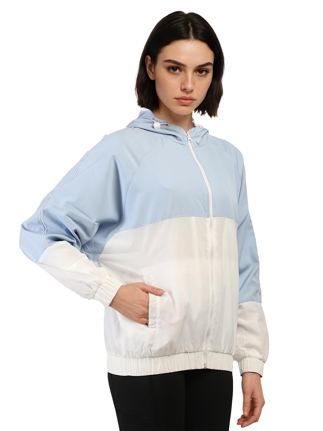 CHKOKKO Sunscreen Jacket for Women Hooded Zipper Sports Jacket | UV Protection | Sun Protective | Lightweight Water Resistant | Riding Biker | Outdoor Travel Gym Running - Image 4