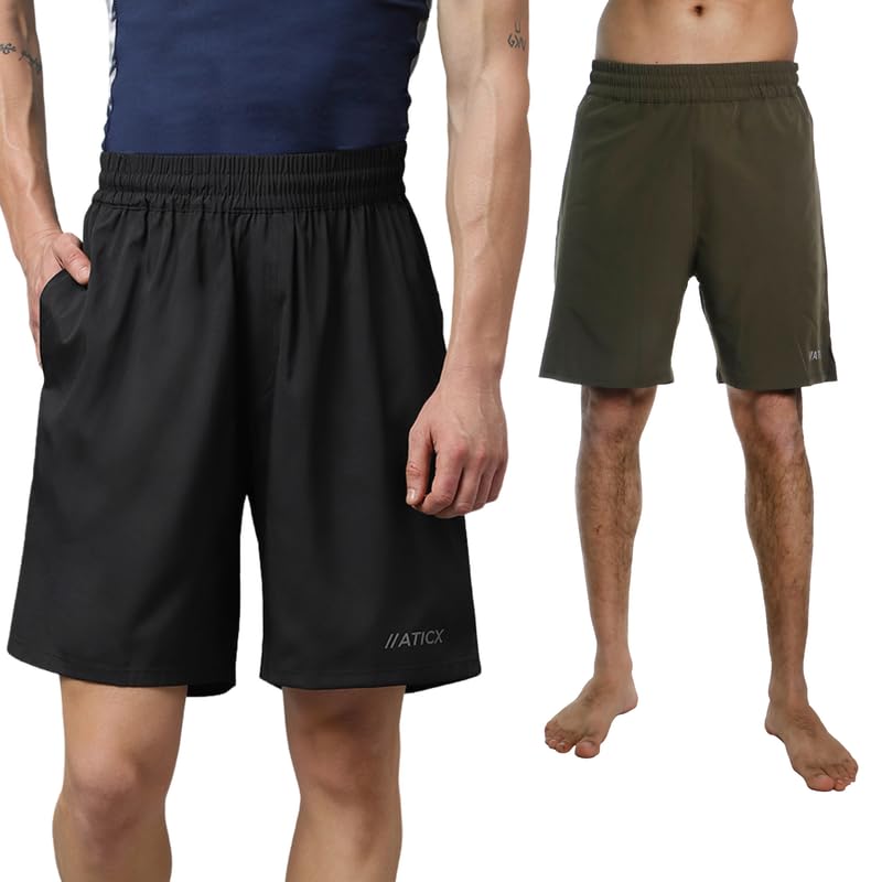 ATICX Polyester Shorts for Men - Quick Dry Lightweight with Zipper Pockets - Gym, Running, Jogging, Training Half Pants for Basketball, Swimming, Badminton, Cycling, Football, Outdoor & Home Wear - Image 16