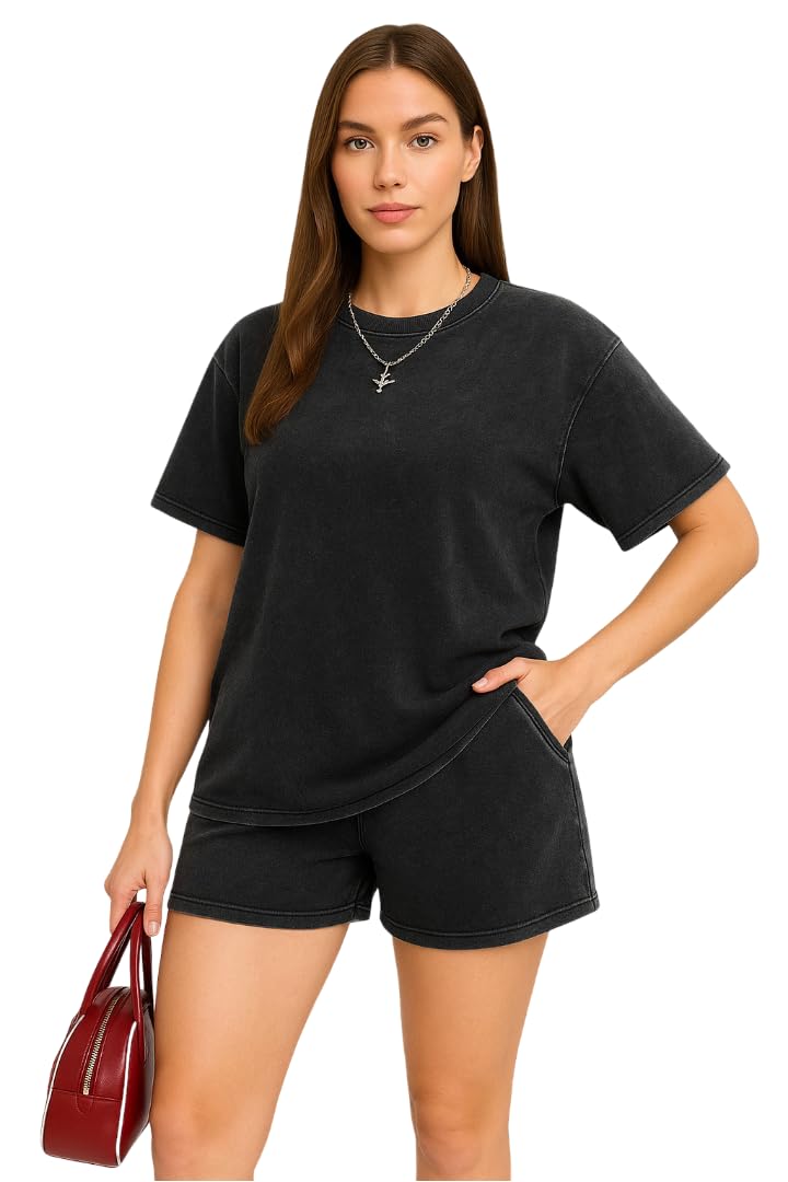 KSHS Women Cotton Night Suit Top & Shorts Set | Loose Fit Printed Nightwear Co Ord Set Stylish Western | Soft Breathable Sleepwear Shorts with Pocket for Women - Image 6