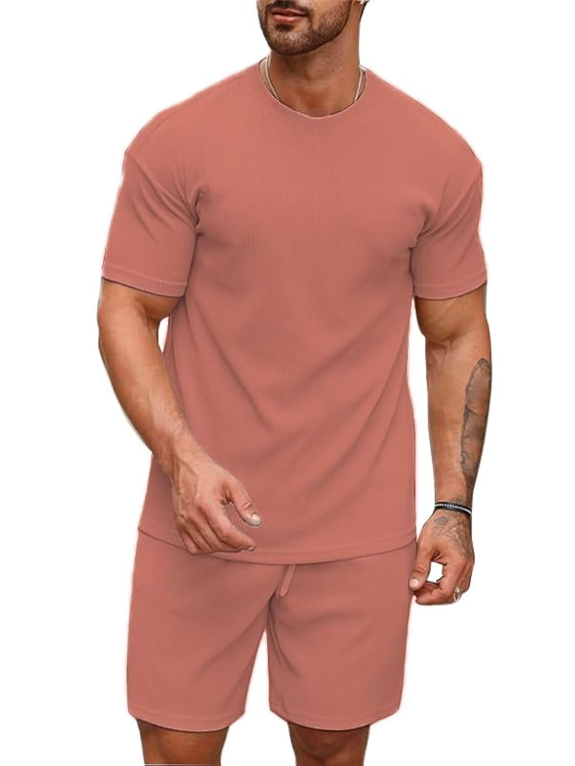 SMOWKLY Men's Premium Cotton Blend Pyjama Set | Stylish Round Neck T-Shirt and Shorts | Casual Night Suit Wear Set for Man | Summer Co-ords Set with Shorts | Comfortable Nightwear & Loungewear - Image 3