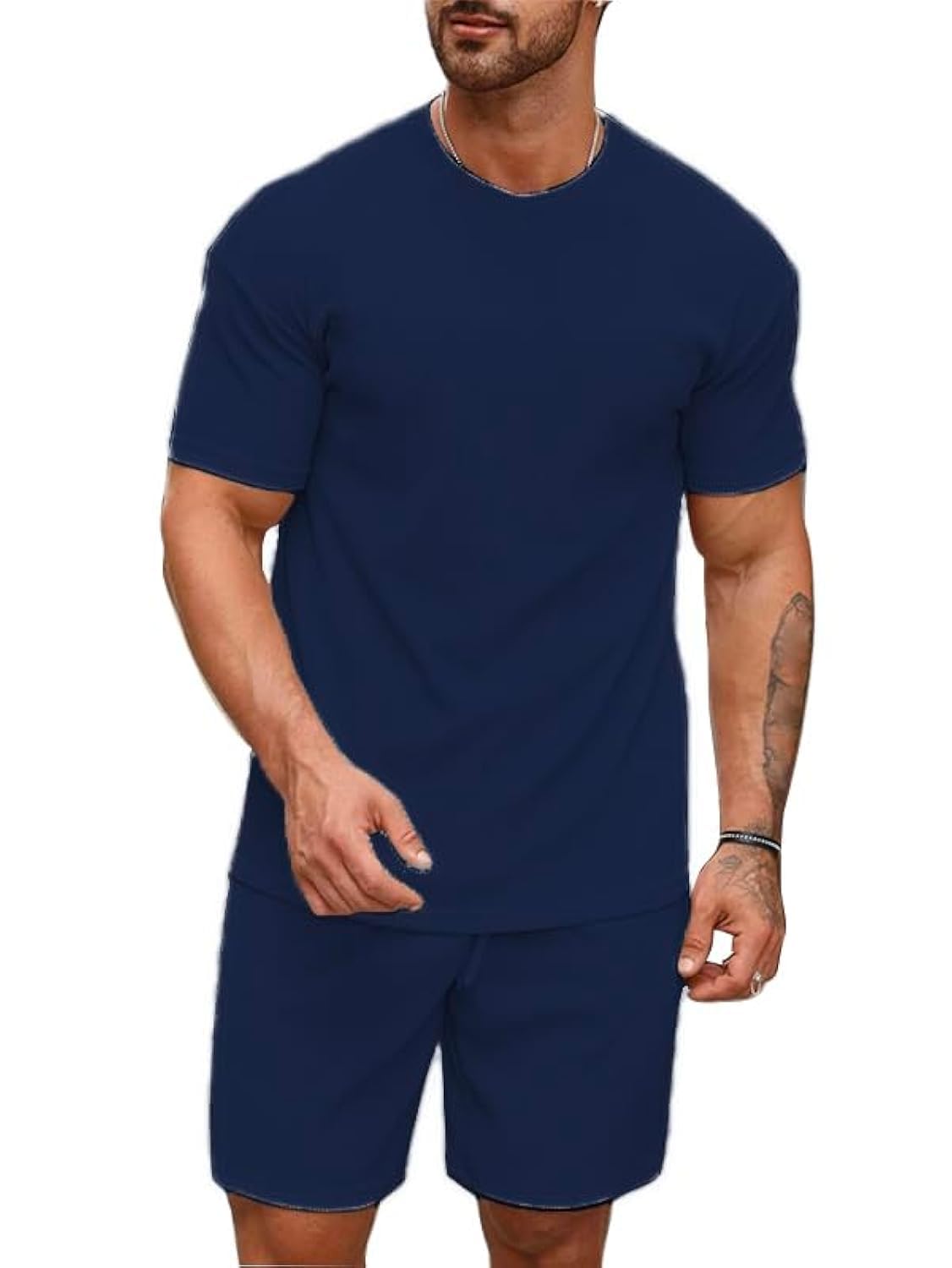 SMOWKLY Men's Premium Cotton Blend Pyjama Set | Stylish Round Neck T-Shirt and Shorts | Casual Night Suit Wear Set for Man | Summer Co-ords Set with Shorts | Comfortable Nightwear & Loungewear - Image 7