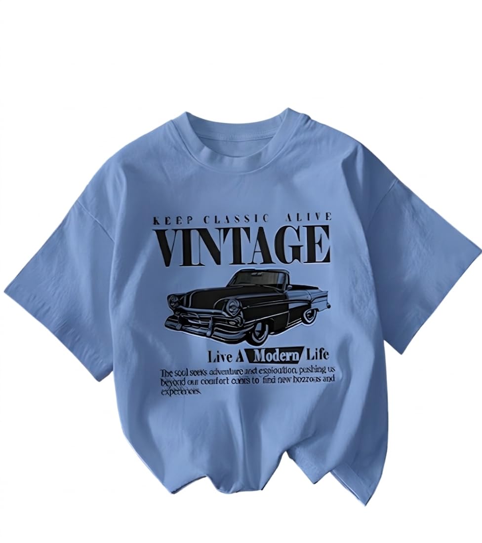 Jawdrobe Cotton Blend Oversized Fit Half Sleeve Printed Round Neck T-Shirt for Women | Aesthetic Summer Wear - Image 4