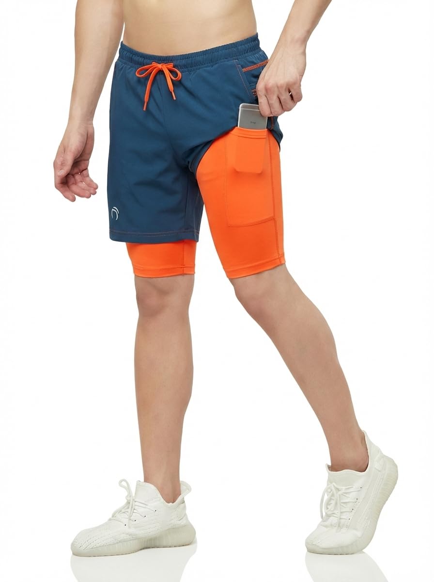 TRUEREVO Men's 2 in 1 Running Shorts with Phone Pocket | Lightweight Quick-Dry | Double Layer | Athletic | Running, Training, & Sports - Image 2