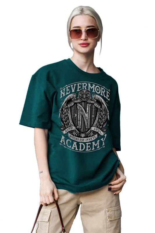 The Duffers Baggy Nevermore T-Shirts for Women - Workout, Exercise, Gym, Wednesday Oversize Tees - Round Neck, Short Sleeve, Loose Fit - Image 4